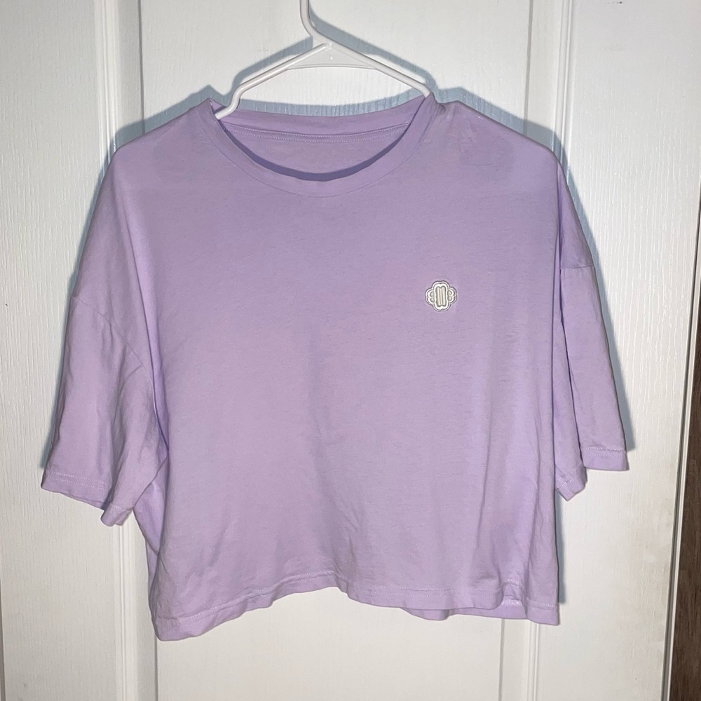 Maje Crop Top Lavender Shirt Cotton Plume Embroidered NO SIZE TAG Sz 2 Or 3